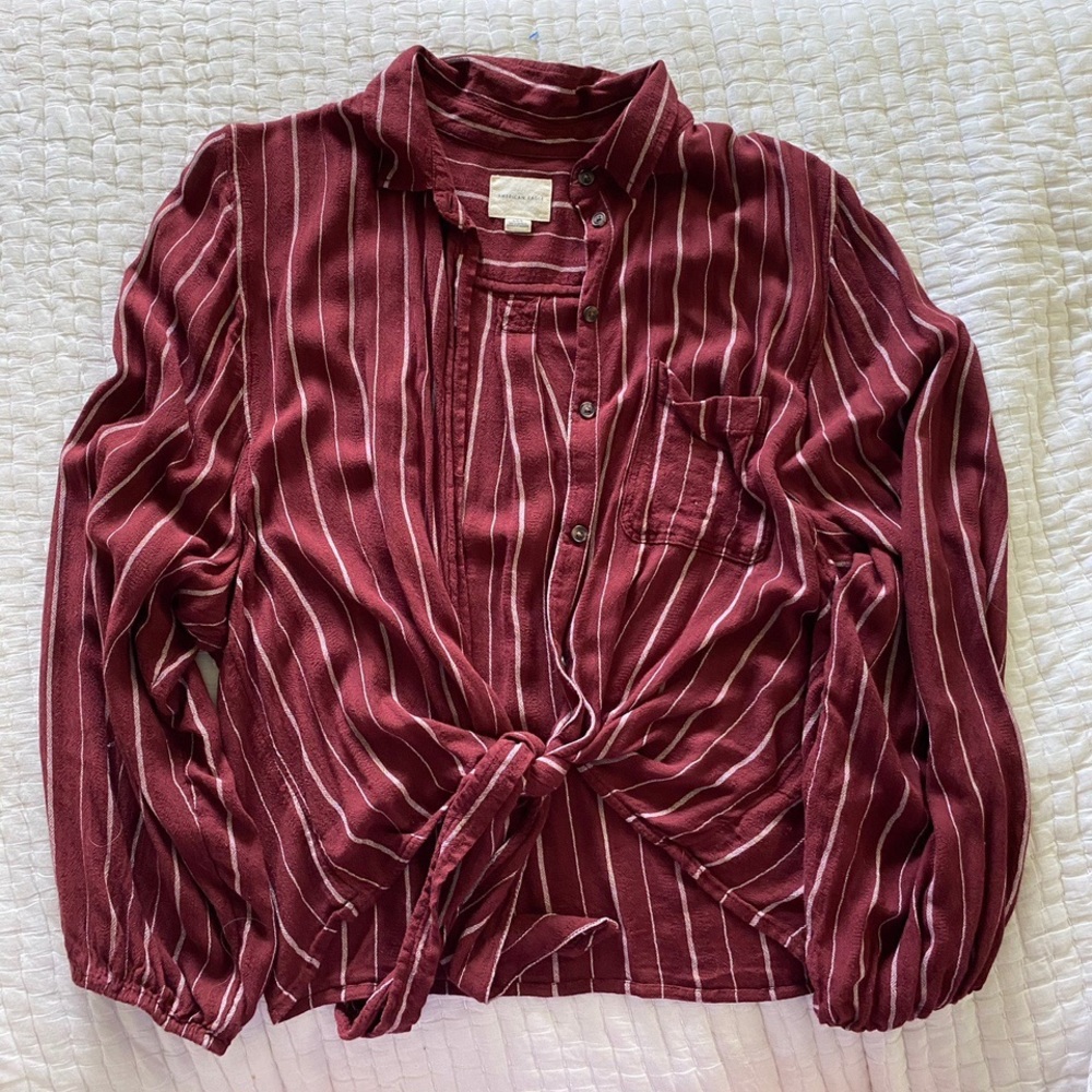 Oversized Tie Front Button Down - image 1